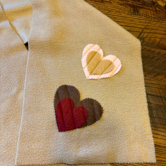 2 Cozy, Unique & Cute Handmade Fleece Scarves with Fleece Hearts - Picture 7 of 14